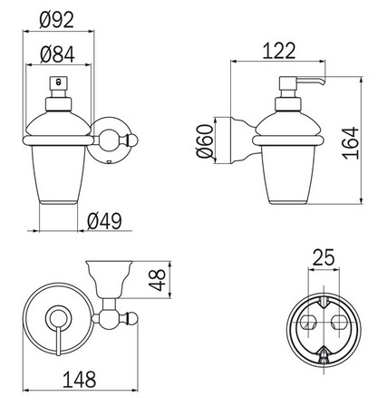 Raffaella Inda A32120 Soap Dispenser - Dimensions