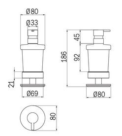 Dimensions du distributeur de savon Touch Inda A4667Z