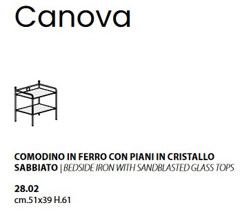 Mesures de la Table de Chevet Canova Ingenia Casa Bontempi