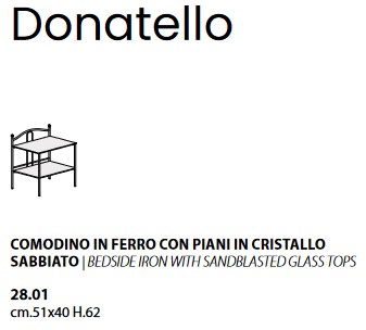 Dimensions of Donatello Bedside Table Ingenia Casa Bontempi