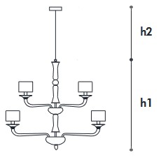 Dimensions of the 434 Opera Italamp Suspension Lamp