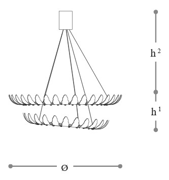 Dimensions of the Pendant Lamp Airone Opera Italamp