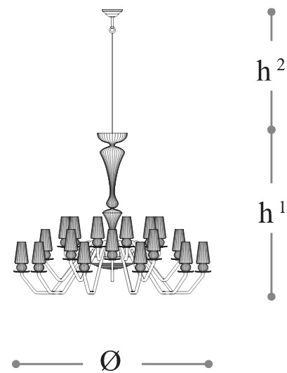 Dimensions de la Lampe Albatros Opera Italamp à suspension