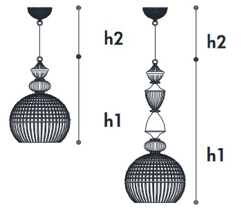 Dimensions of Amelie Opera Italamp Pendant Lamp