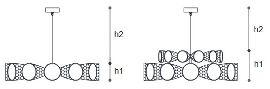 Dimensions of the Cheers Opera Italamp Pendant Lamp