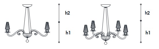 Dimensiones de la lámpara colgante Rigel Opera Italamp