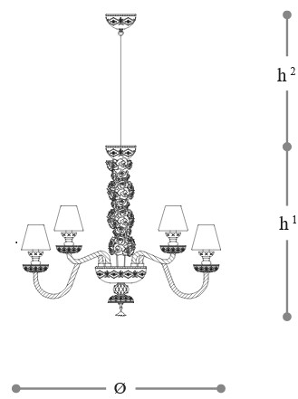 Dimensions of the Rosemarie Opera Italamp Pendant Light