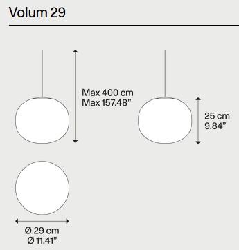 Dimensions of the Volum Lodes Pendant Light