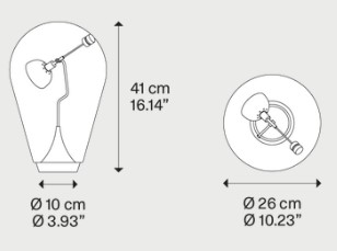 Dimensiones de la lámpara de mesa Blow Lodes