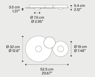 Dimensions de la lampe de plafond Bugia Lodes