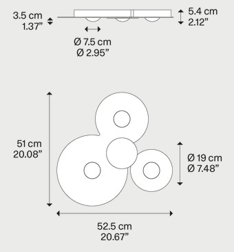 Dimensiones de la Lámpara de Techo Bugia Lodes