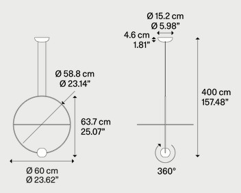 Dimensiones de la Lámpara de Suspensión Elara Lodes