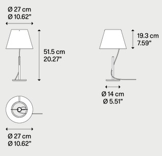 Dimensions de la Lampe de Table Hover Lodes