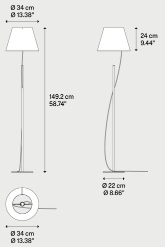Dimensiones de la Lámpara de Pie Hover Lodes