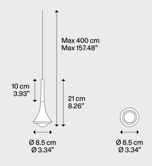 Dimensiones de la Lámpara de Suspensión Rain Lodes