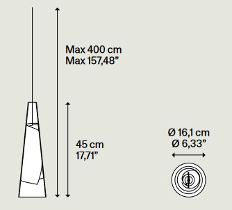 Measurements of the Lodes Cone of Light Pendant Lamp