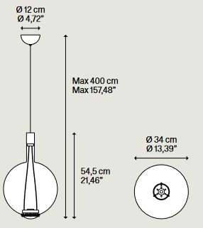 Dimensiones de la lámpara colgante Sky-fall Round Lodes