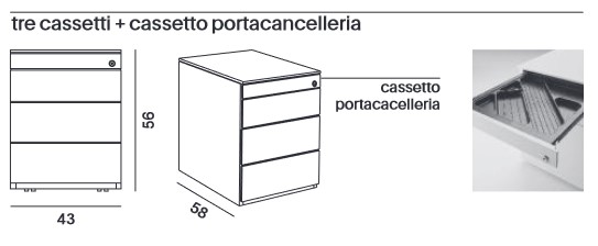 Cassettiera Office Cabinets MDF Italia dimensioni