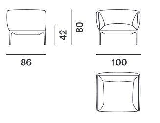 fauteuil Yale X MDF Italia dimensions