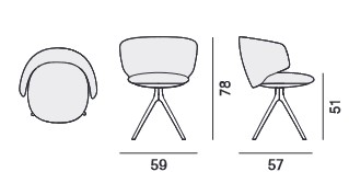 chaise Universal MDF Italia dimensions