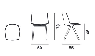 Aiku Soft MDF Italia 4 Wooden Legs Chair sizes