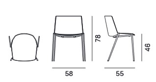 Aiku Soft MDF Italia 4 Legs Cornified Chair sizes