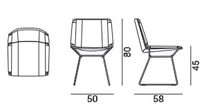 chaise Neil Denim MDF Italia dimensions