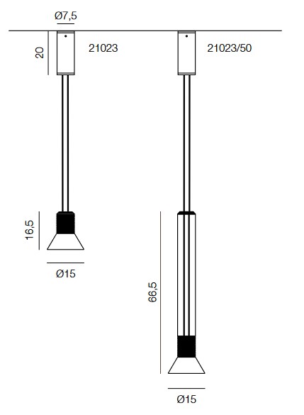 Dimensions of the Dia Martinelli Luce Pendant Lamp