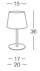 Dimensions of the Francis Memedesign lamp