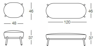 Dimensions of the Drop Pouf by Memedesign