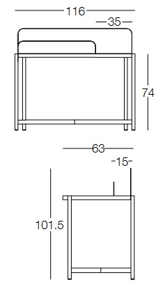 Dimensions of the Accademy Memedesign Writing Desk
