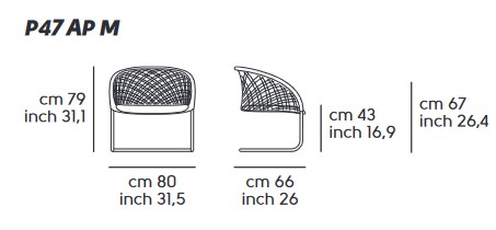 P47 Midj AP M TS_CU Armchair dimensions
