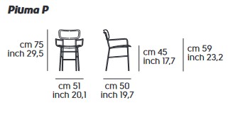 fauteuil Piuma Midj P M LG dimensions