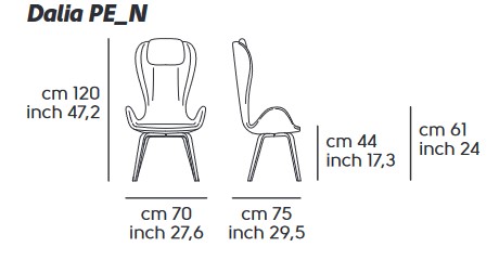 fauteuil Dalia Midj PE LN TS dimensions