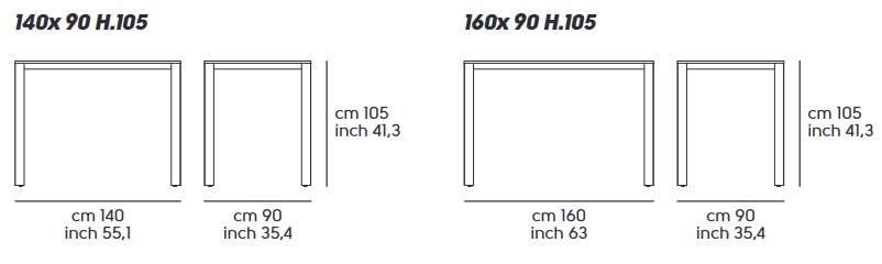 Woody Midj h. 105 table sizes