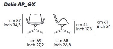 fauteuil Dalia Midj AP GX TS dimensions