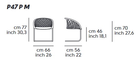 P47 Midj P M TS_CU Armchair dimensions