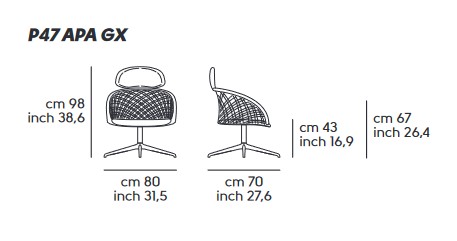 fauteuil-P47-Midj-APA-GX-TS-CU-dimensions