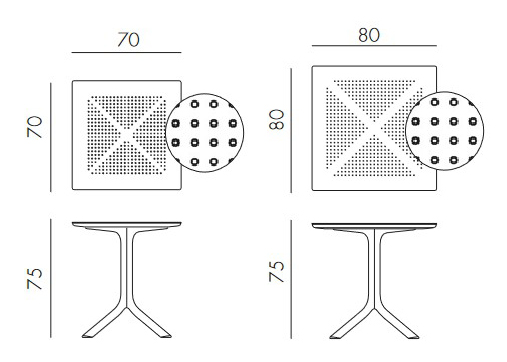 Tavolo Clip Nardi misure e dimensioni