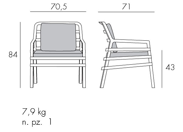 Petite Sofa Aria Nardi medidas y dimensiones