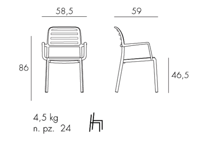 Costa chair Nardi frame and dimensions