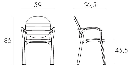 Palma chair Nardi frame and dimensions