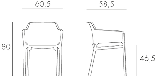 Petit fauteuil Net Nardi mesures et dimensiones