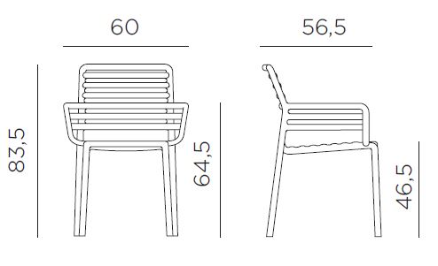 chaise-dogaarmchair-nardi-dimensions