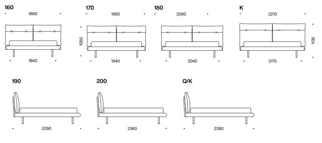 Letto Noctis Again Matrimoniale dimensioni