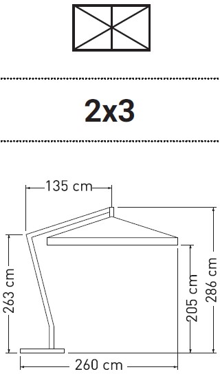 Venere Umbrella - OmbrellificioVeneto-dimensions4