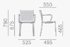 Mya chair with armrests Pedrali dimensions