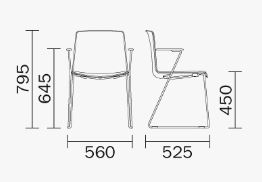 Tweet sledge Chair Pedrali dimensions