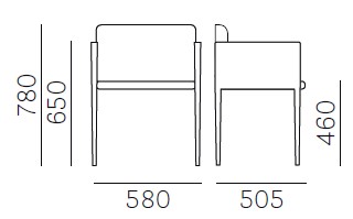 box-fauteuil-Pedrali-dimensions