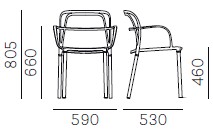 chaise-intrigo-Pedrali-dimensions